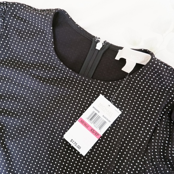 michael kors mini dress / black with silver metal dots / xs - Picture 4 of 6